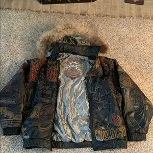 Men's Leather Winter Jacket w stitching Scarface